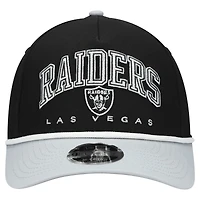 Casquette ajustable New Era Arch COOLERA 9FORTY A-Frame noire/argentée pour jeune des Las Vegas Raiders