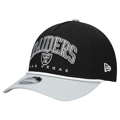 Casquette ajustable New Era Arch COOLERA 9FORTY A-Frame noire/argentée pour jeune des Las Vegas Raiders