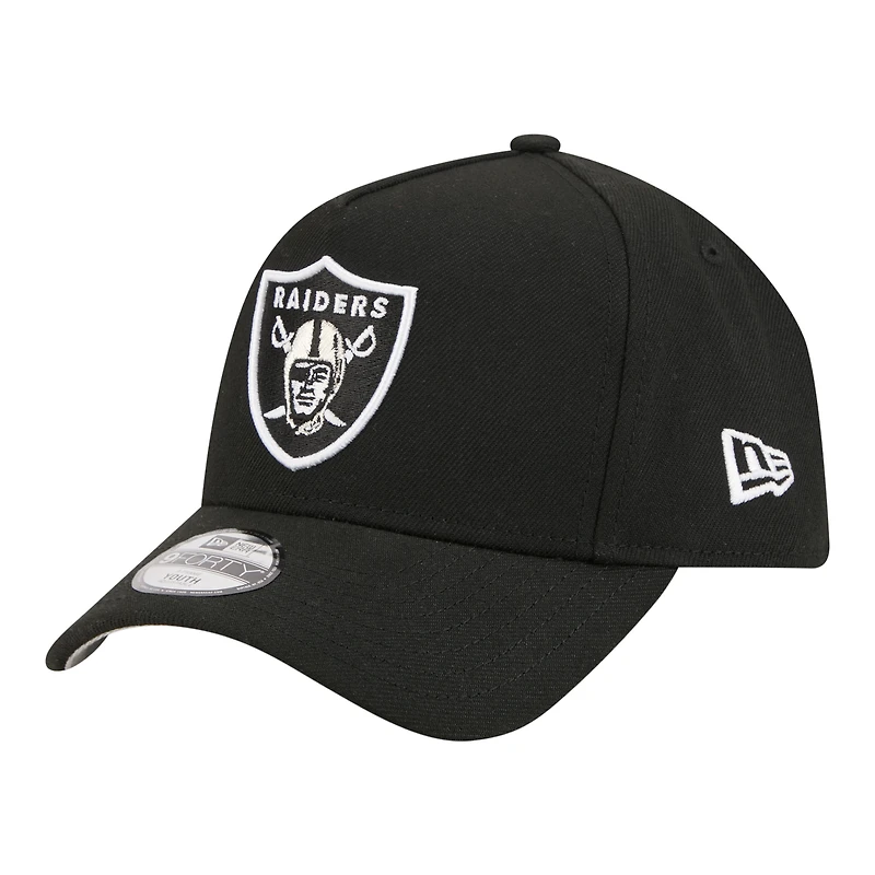 Casquette ajustable New Era noire Las Vegas Raiders 9FORTY A-Frame pour jeunes