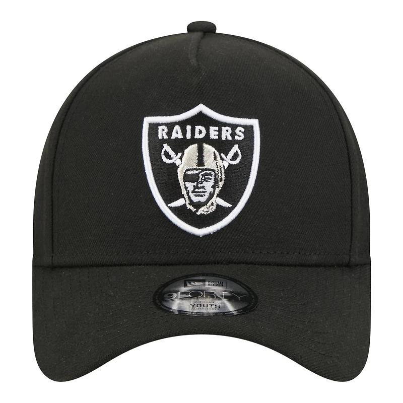 Casquette ajustable New Era noire Las Vegas Raiders 9FORTY A-Frame pour jeunes