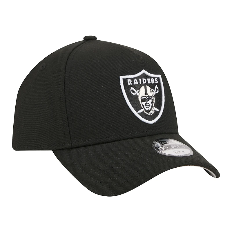 Casquette ajustable New Era noire Las Vegas Raiders 9FORTY A-Frame pour jeunes