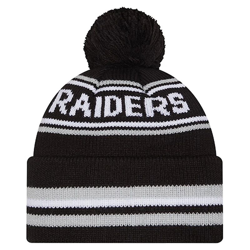Youth New Era  Black Las Vegas Raiders Classic Cuffed Knit Hat with Pom