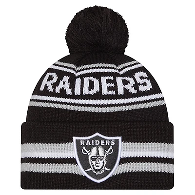 Youth New Era  Black Las Vegas Raiders Classic Cuffed Knit Hat with Pom