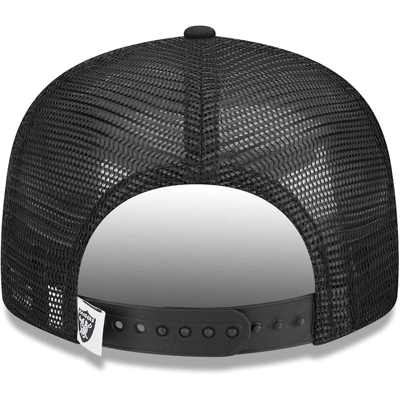 Youth New Era Black Las Vegas Raiders Main Trucker 9FIFTY Snapback Hat
