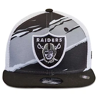 Youth New Era Black Las Vegas Raiders Tear 9FIFTY Trucker Snapback Hat