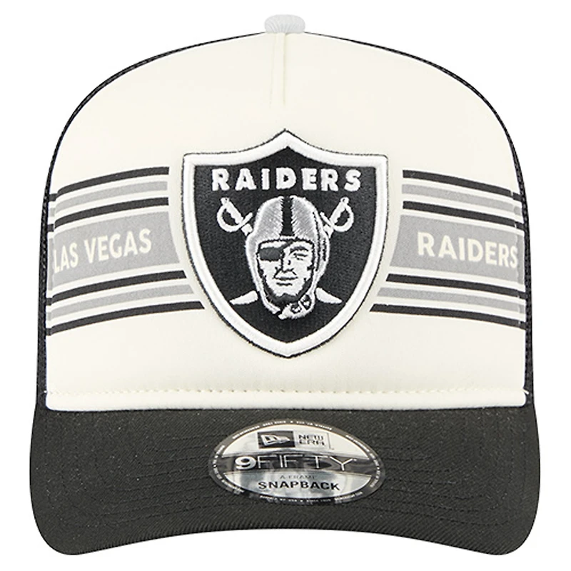 Youth New Era Cream/Black Las Vegas Raiders Banner 9FIFTY A-Frame Adjustable Trucker Hat