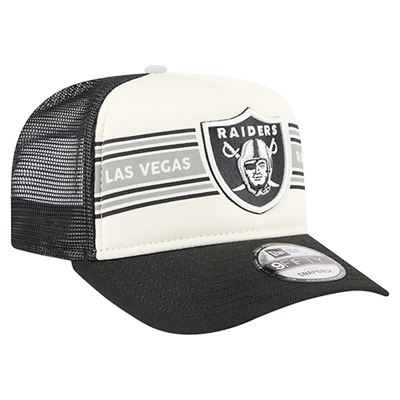 Youth New Era Cream/Black Las Vegas Raiders Banner 9FIFTY A-Frame Adjustable Trucker Hat