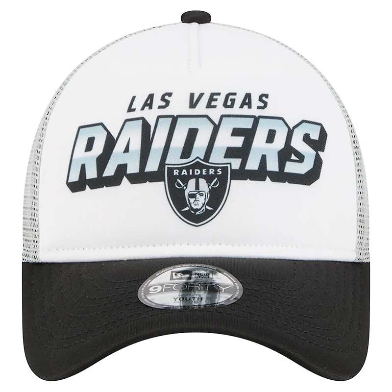 Casquette ajustable New Era blanche/noire Las Vegas Raiders Streak 9FORTY A-Frame pour jeune