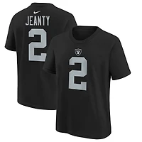 T-shirt Nike Ashton Jeanty noir pour jeune, nom et numéro du choix de premier tour la draft NFL 2025 des Las Vegas Raiders