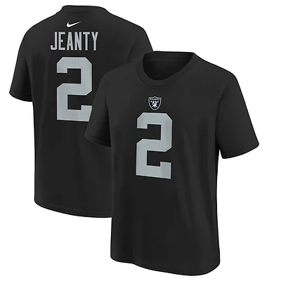 T-shirt Nike Ashton Jeanty noir pour jeune, nom et numéro du choix de premier tour la draft NFL 2025 des Las Vegas Raiders