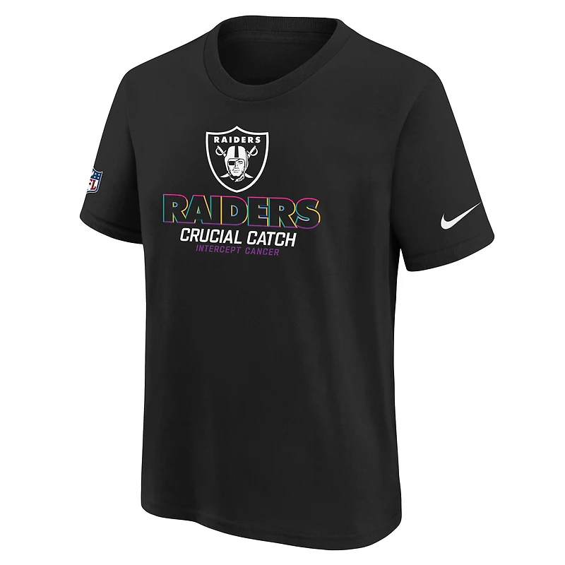 T-shirt Nike noir pour jeunes Las Vegas Raiders 2024 NFL Crucial Catch
