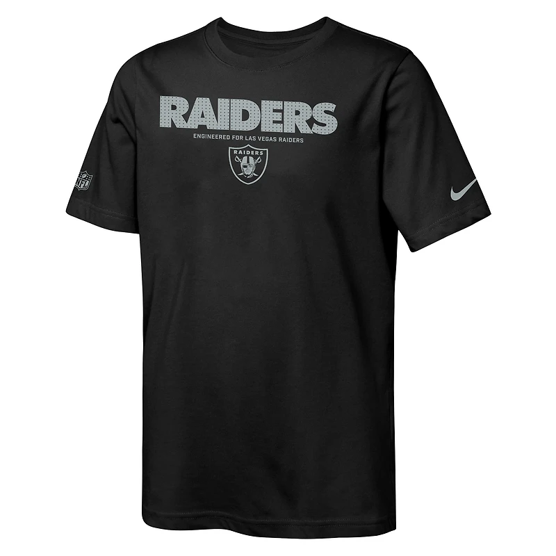 T-shirt Nike noir pour jeune des Las Vegas Raiders, équipe de touche