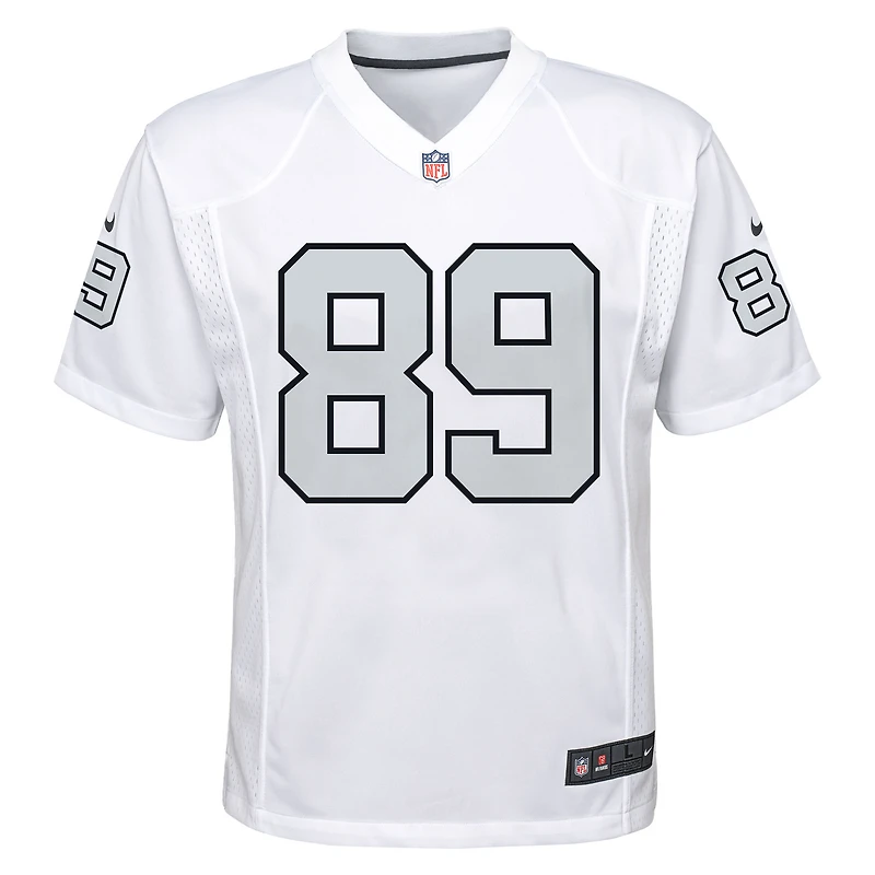 Maillot Nike Brock Bowers blanc pour jeunes des Las Vegas Raiders, match alternatif