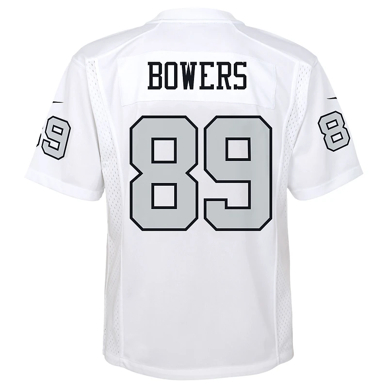 Maillot Nike Brock Bowers blanc pour jeunes des Las Vegas Raiders, match alternatif
