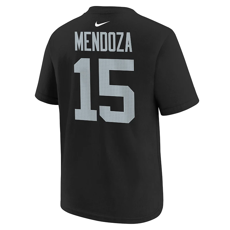 T-shirt Nike pour enfant Fernando Mendoza noir des Las Vegas Raiders, nom et numéro