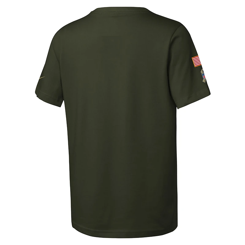 T-shirt Nike Olive Las Vegas Raiders 2025 Salute to Service Sideline Dri-FIT pour jeune