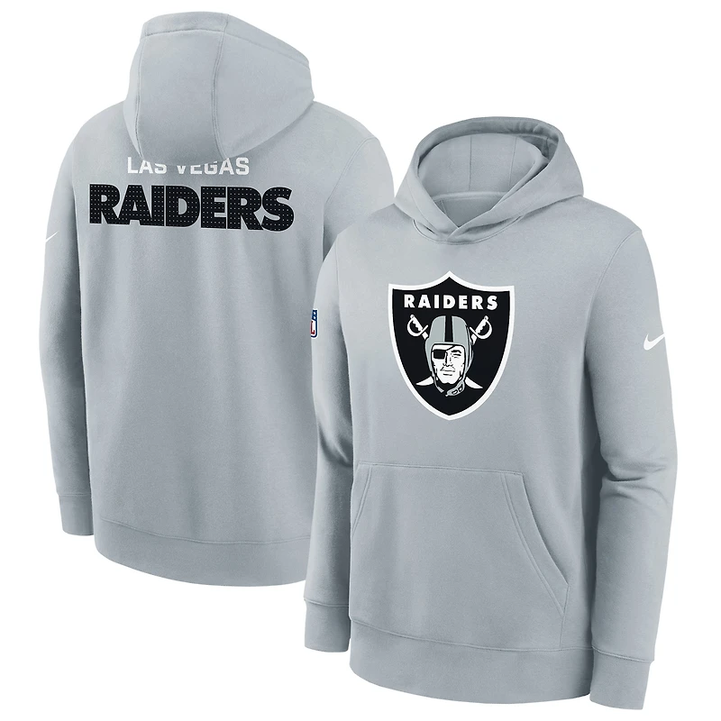 Sweat à capuche Nike Silver Las Vegas Raiders 2025 Sideline Club Fleece pour jeune