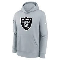 Youth Nike  Silver Las Vegas Raiders 2025 Sideline Club Fleece Hoodie