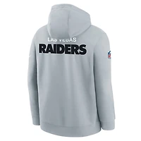 Sweat à capuche Nike Silver Las Vegas Raiders 2025 Sideline Club Fleece pour jeune
