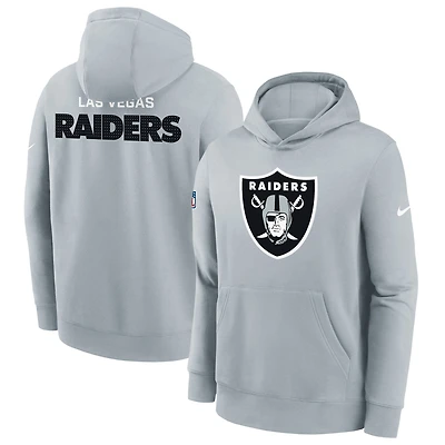Sweat à capuche Nike Silver Las Vegas Raiders 2025 Sideline Club Fleece pour jeune