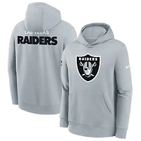 Sweat à capuche Nike Silver Las Vegas Raiders 2025 Sideline Club Fleece pour jeune
