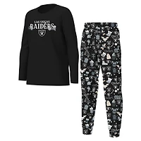 Youth Outerstuff Black Las Vegas Raiders Chestnut Holiday Sleep Set