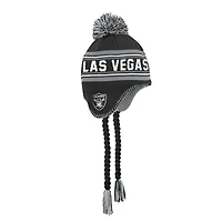 Bonnet en tricot jacquard noir à pompon Youth Outerstuff des Las Vegas Raiders