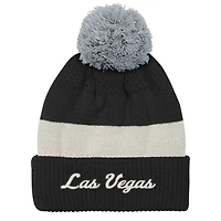 Bonnet en tricot à revers et pompon noir Youth Outerstuff des Las Vegas Raiders