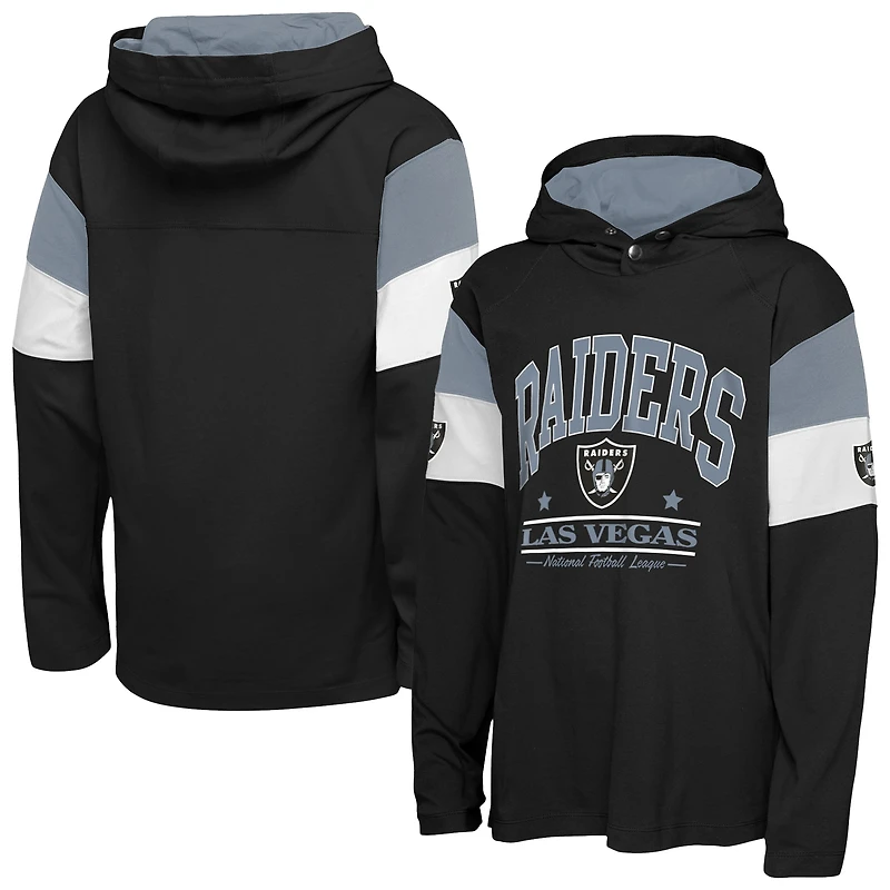 T-shirt à capuche manches longues noir Youth Outerstuff Las Vegas Raiders The Champs Back