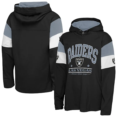 T-shirt à capuche manches longues noir Youth Outerstuff Las Vegas Raiders The Champs Back