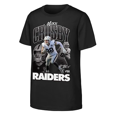 Youth Outerstuff Maxx Crosby Black Las Vegas Raiders Triple Pic T-Shirt