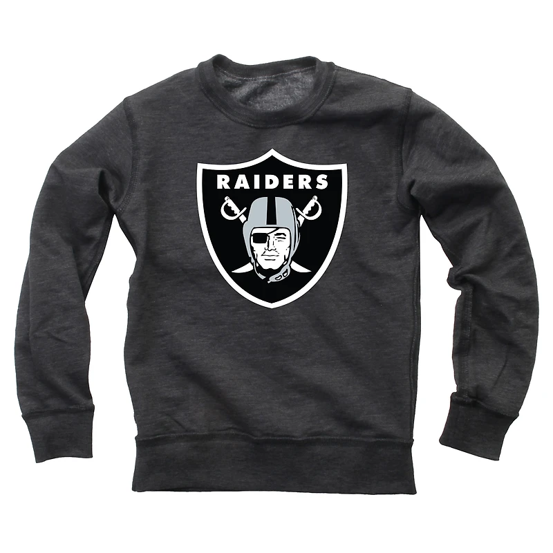 Youth Wes & Willy Black Las Vegas Raiders Reversible Fleece Pullover Sweatshirt