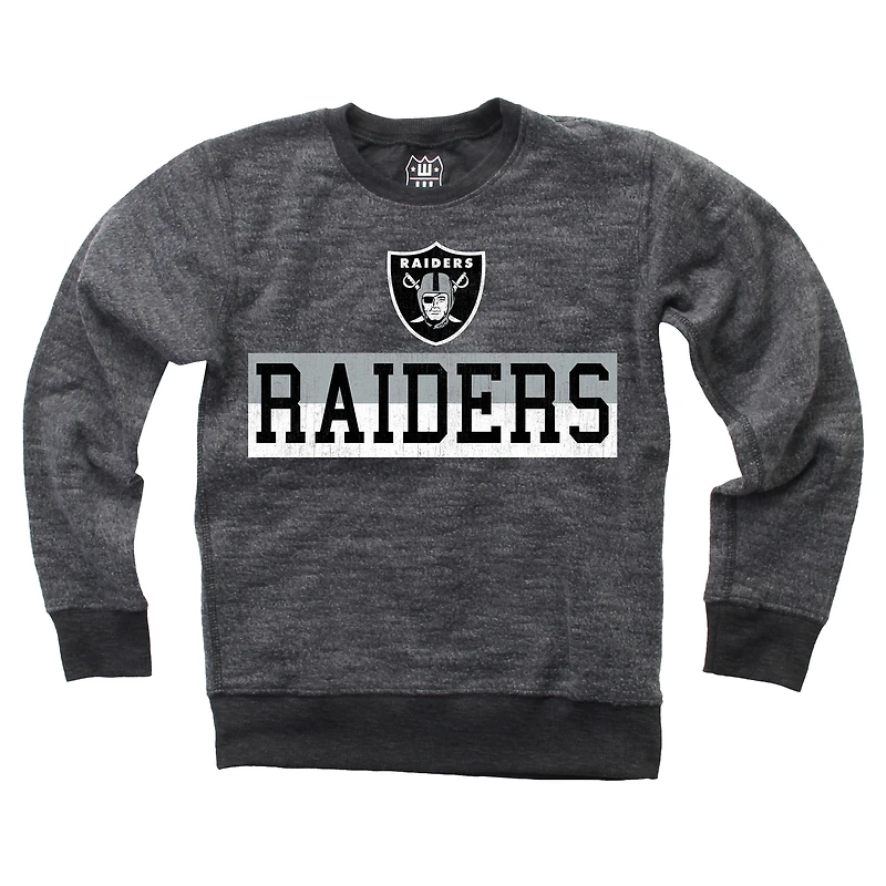 Youth Wes & Willy Black Las Vegas Raiders Reversible Fleece Pullover Sweatshirt