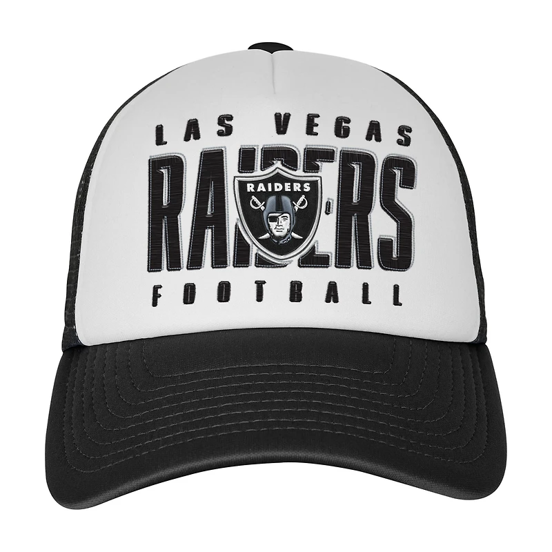 Youth White/Black Las Vegas Raiders Essentials Trucker Adjustable Hat
