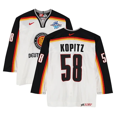 Lasse Kopitz Team Germany Game-Used #58 White Nike Jersey vs. Team Czech Republic on September 3 during the 2004 World Cup of Hockey