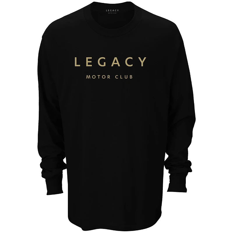 Men's Checkered Flag Black Legacy Motor Club Team Long Sleeve T-Shirt