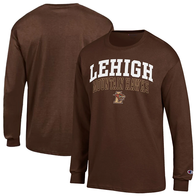 Men's Champion  Brown Lehigh Mountain Hawks Team Long-Sleeve T-Shirt
