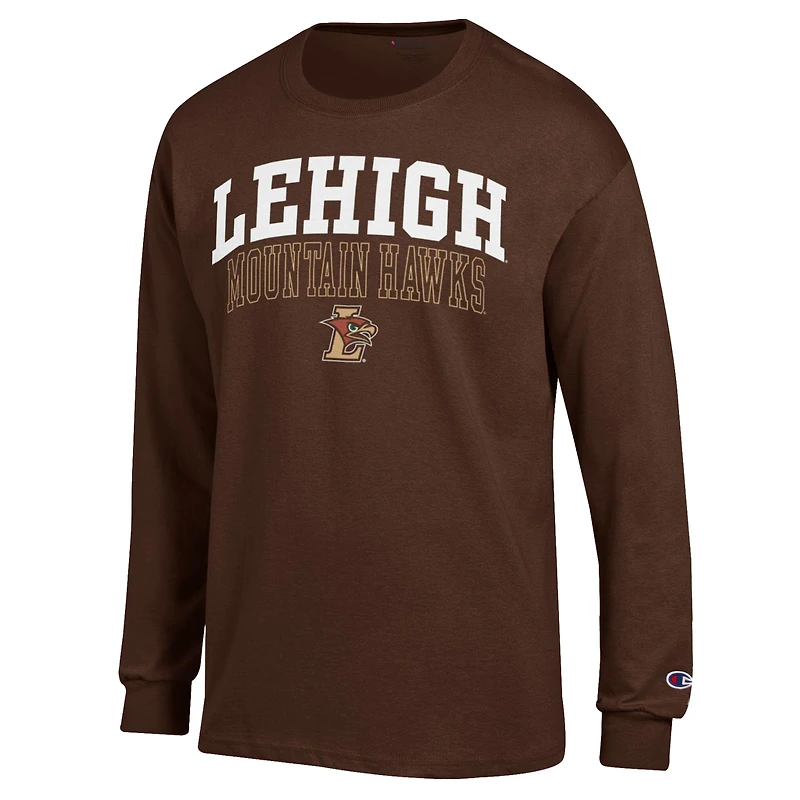 Men's Champion  Brown Lehigh Mountain Hawks Team Long-Sleeve T-Shirt