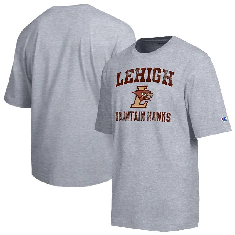 Men's Champion  Heather Gray Lehigh Mountain Hawks Weathered Team T-Shirt