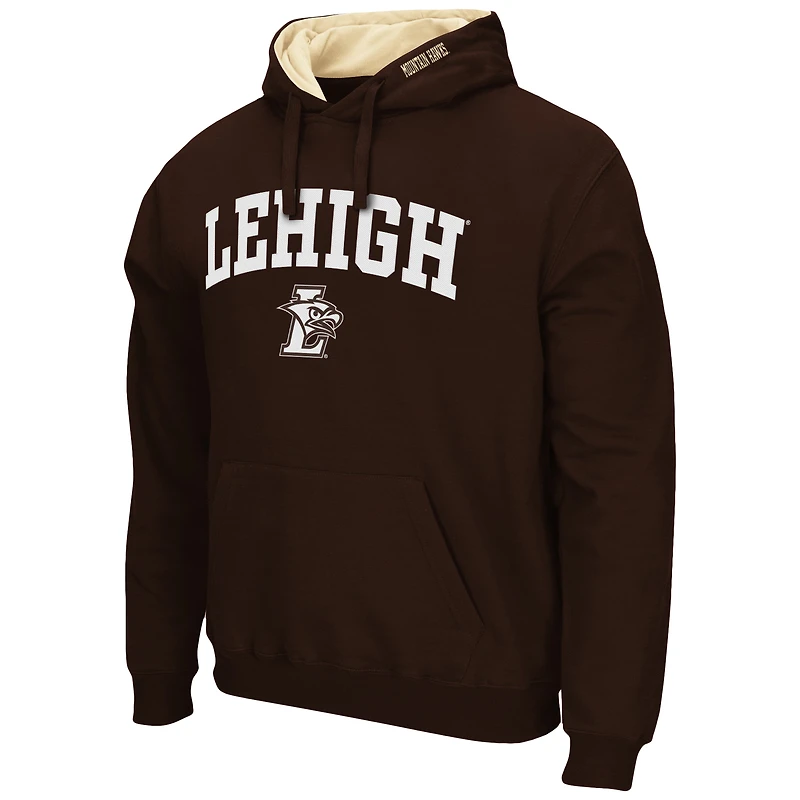 Sweat à capuche Colosseum marron pour homme, avec logo et arche des Lehigh Mountain Hawks