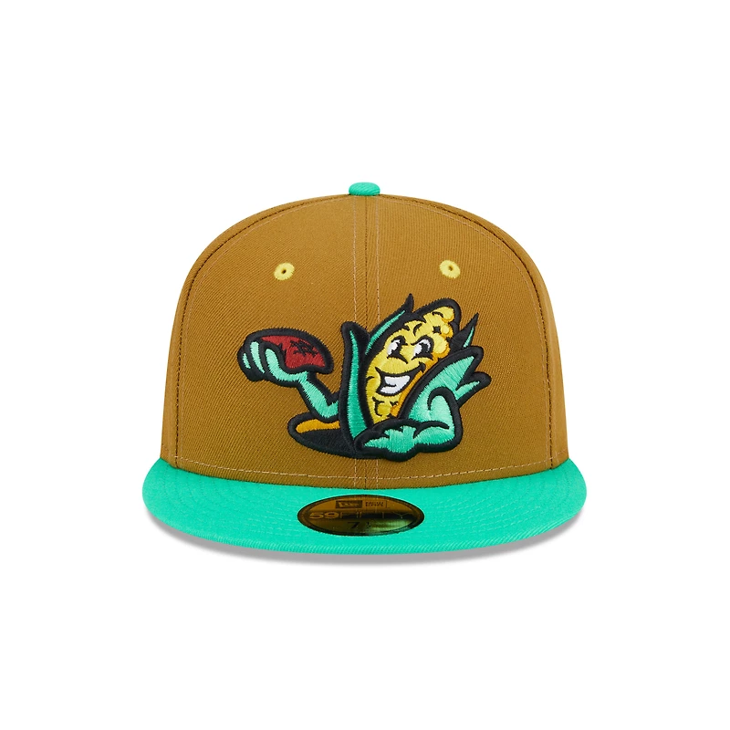 Casquette ajustée 59FIFTY marron New Era pour homme, thème IronPigs de Lehigh Valley