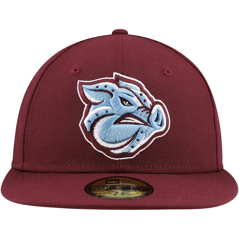 Casquette ajustée 59FIFTY New Era bordeaux Lehigh Valley IronPigs Authentic Collection pour hommes