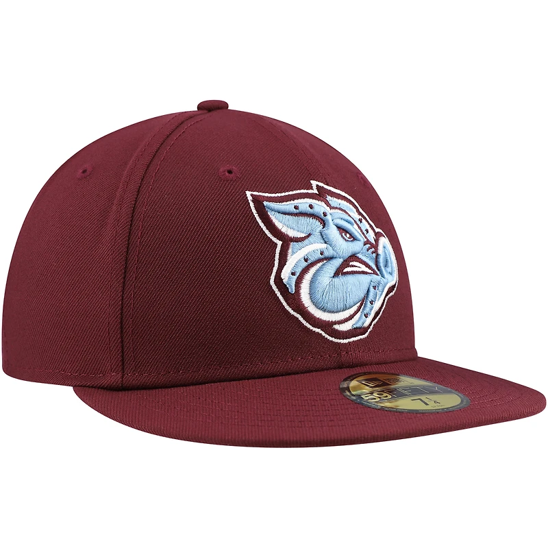 Casquette ajustée 59FIFTY New Era bordeaux Lehigh Valley IronPigs Authentic Collection pour hommes