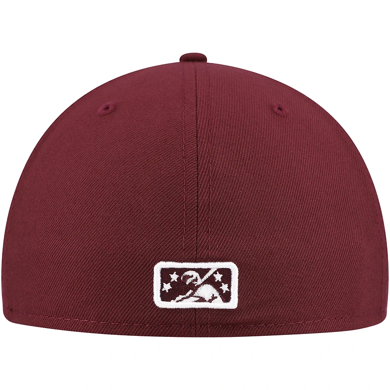 Casquette ajustée 59FIFTY New Era bordeaux Lehigh Valley IronPigs Authentic Collection pour hommes