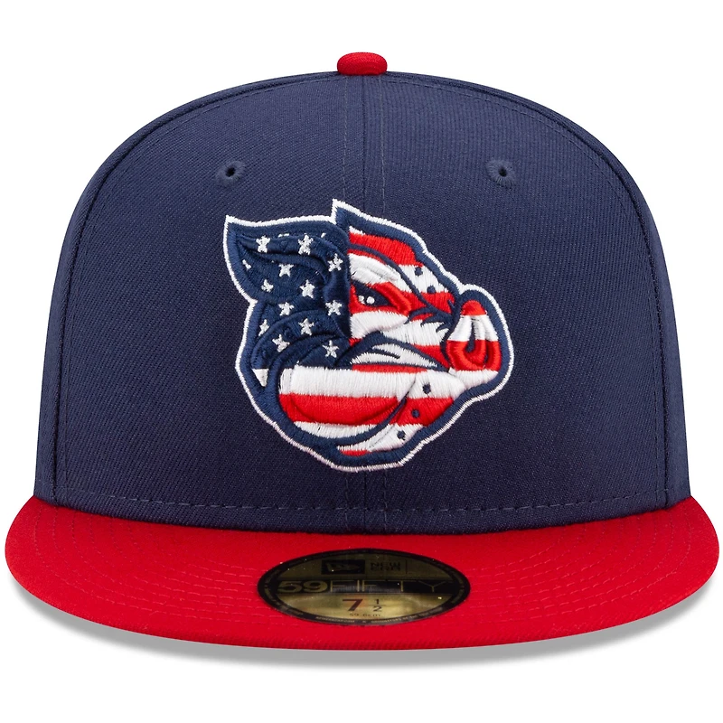 Casquette ajustée 59FIFTY Lehigh Valley IronPigs Theme Night On Field pour homme New Era bleu marine/rouge