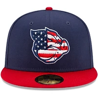 Casquette ajustée 59FIFTY Lehigh Valley IronPigs Theme Night On Field pour homme New Era bleu marine/rouge
