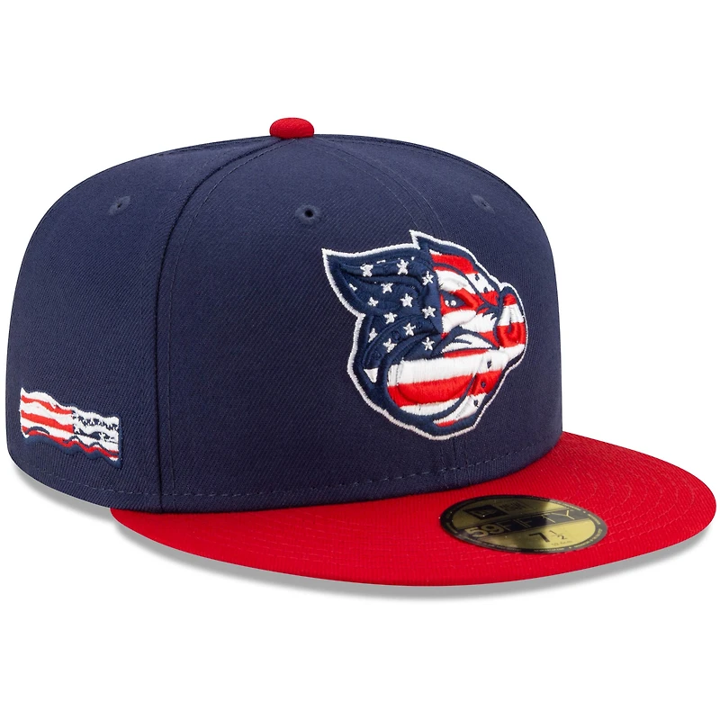 Casquette ajustée 59FIFTY Lehigh Valley IronPigs Theme Night On Field pour homme New Era bleu marine/rouge