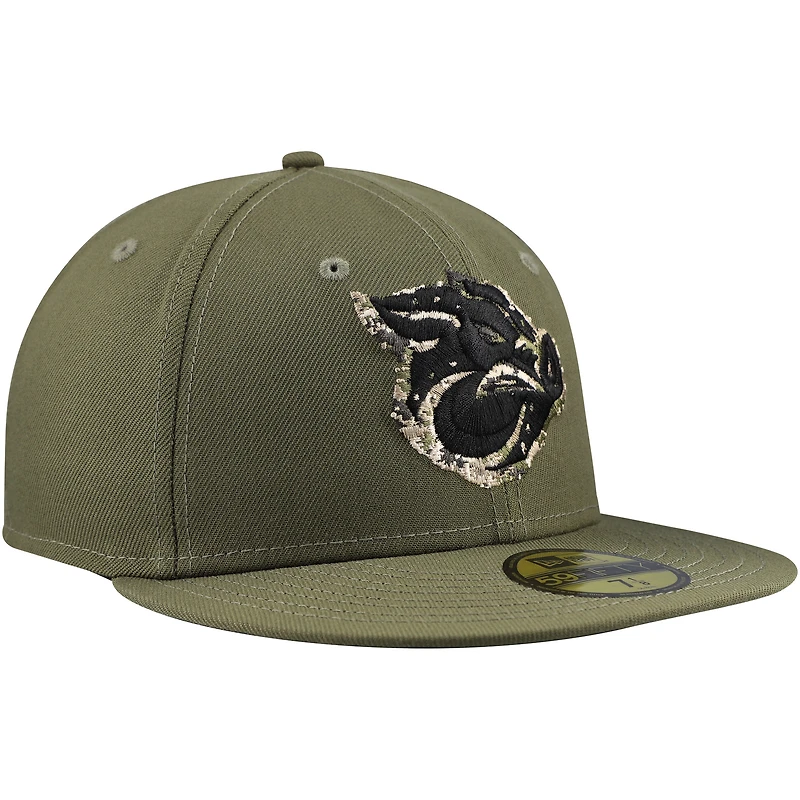Casquette ajustée 59FIFTY militaire New Era Olive Lehigh Valley IronPigs pour hommes
