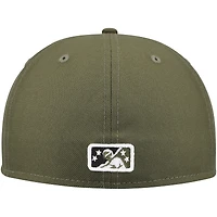 Casquette ajustée 59FIFTY militaire New Era Olive Lehigh Valley IronPigs pour hommes