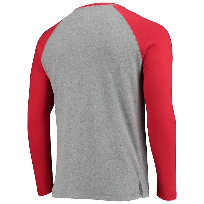 T-shirt de baseball à manches longues Lehigh Valley IronPigs rouge/gris chiné pour homme